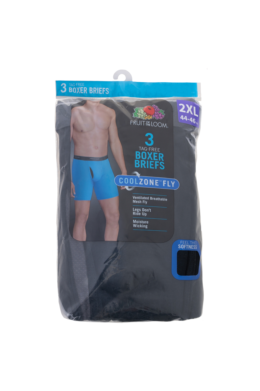 Fruit of the Loom - Tag-free CoolZone Fly boxer briefs, pk. of 3 - Plus  Size. Colour: black. Size: 2xl