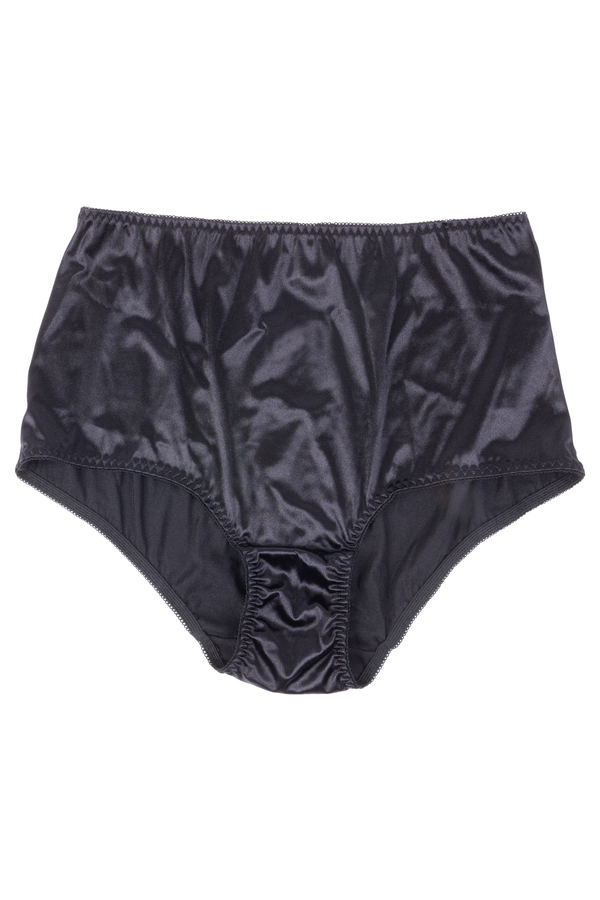 Full coverage high waisted brief panty in soft nylon - Black - Plus Size