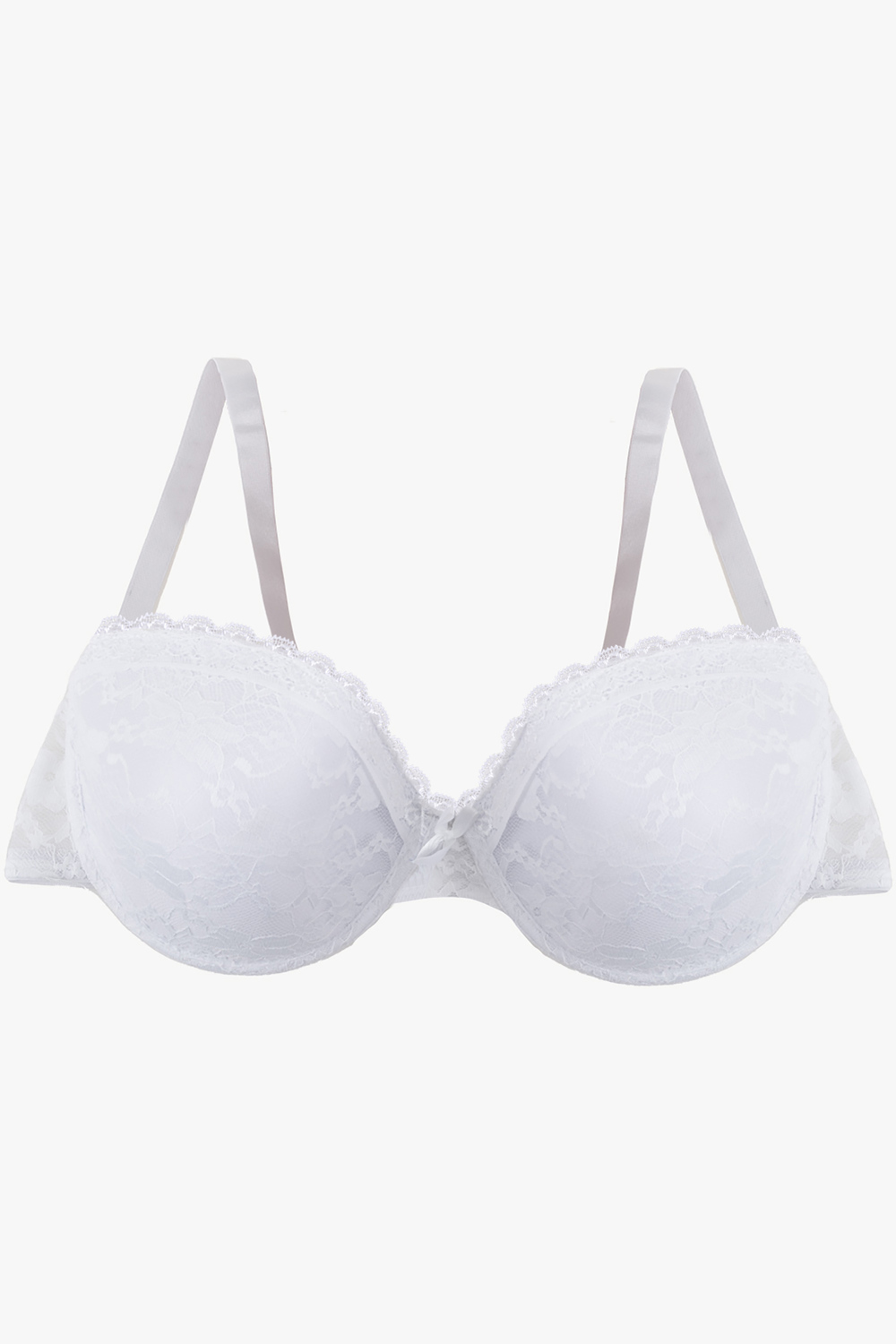 Full coverage lace underwire bra set with cheeky panty, white - Plus Size.  Colour: white. Size: 38d/8