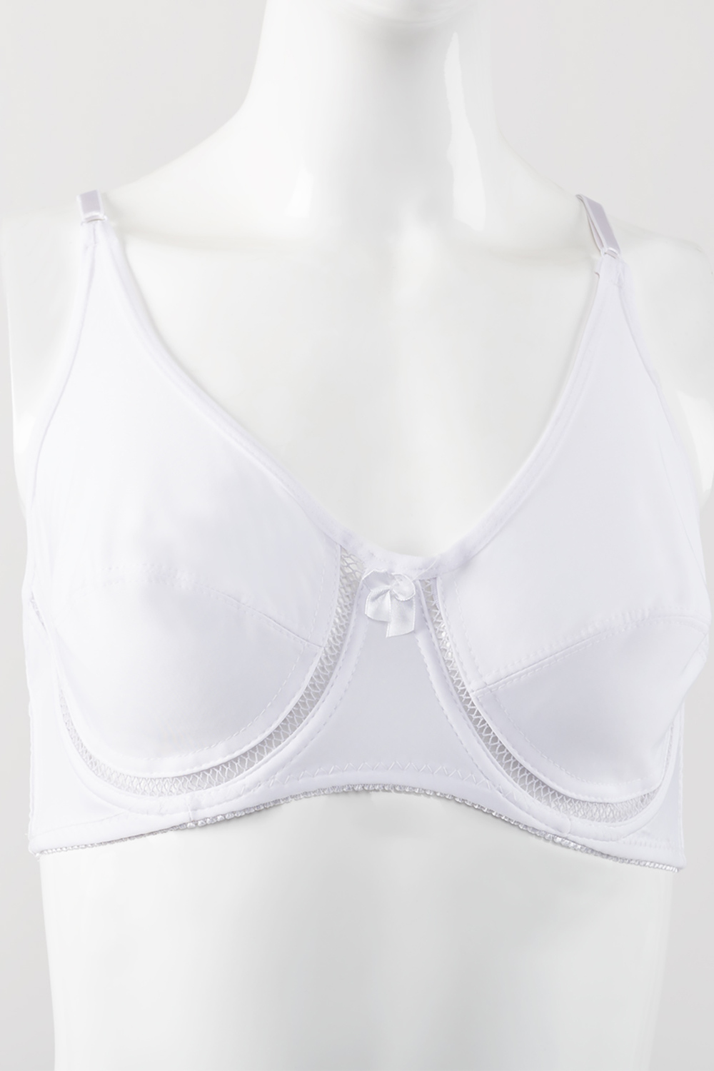 Full support underwire bra with net detail - White. Colour: white