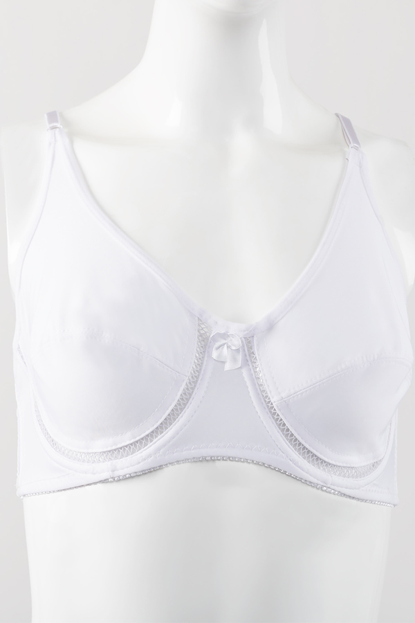 Full support underwire bra with net detail - White. Colour: white. Size:  34b