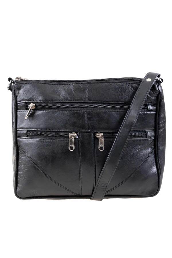 Genuine leather slim cross-body bag