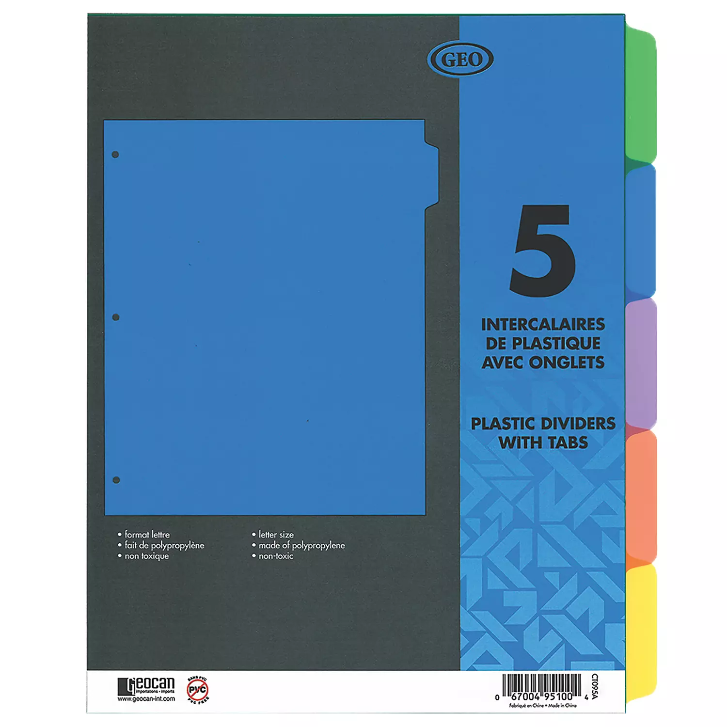 GEO - 5 plastic dividers with tabs