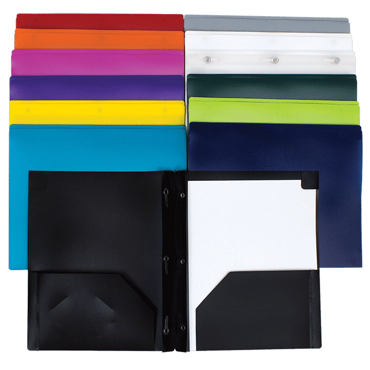 Geocan - Plastic 2-pocket duo-tang folder with fasteners - Clear