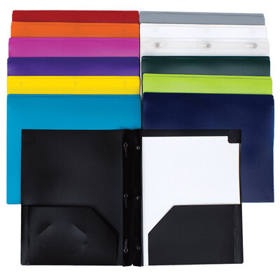Geocan - Plastic 2-pocket duo-tang folder with fasteners