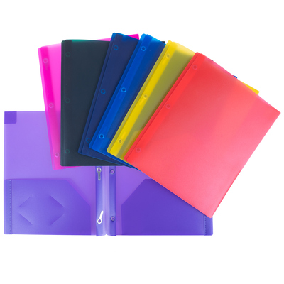 Geocan - Translucent plastic 2-pocket duo-tang folder with fasteners