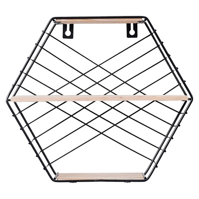 Geometric hexagonal floating wall shelf