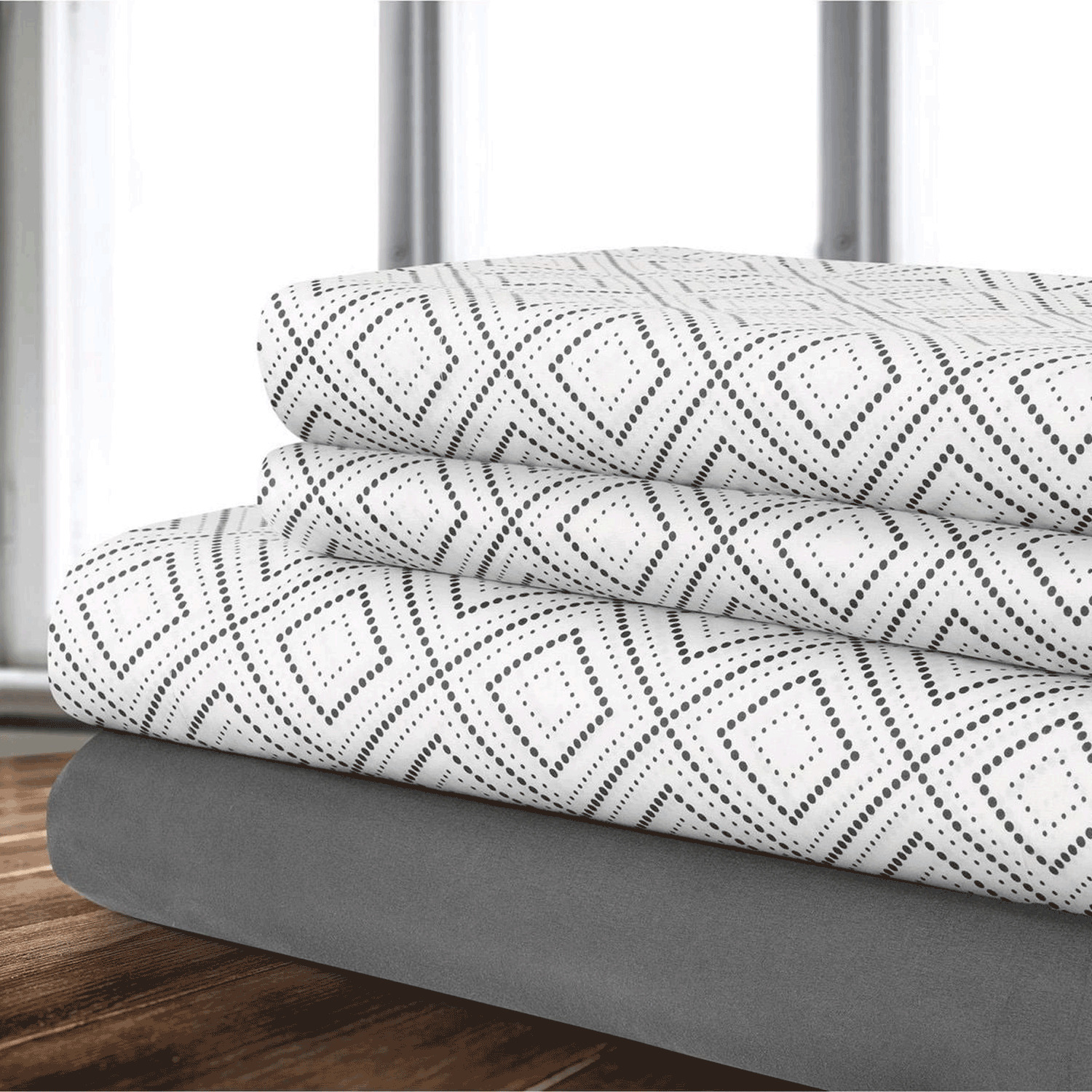 Geometric printed microfiber sheet set