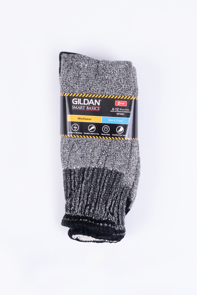 Gildan - Men's workwear crew socks, 2 pairs