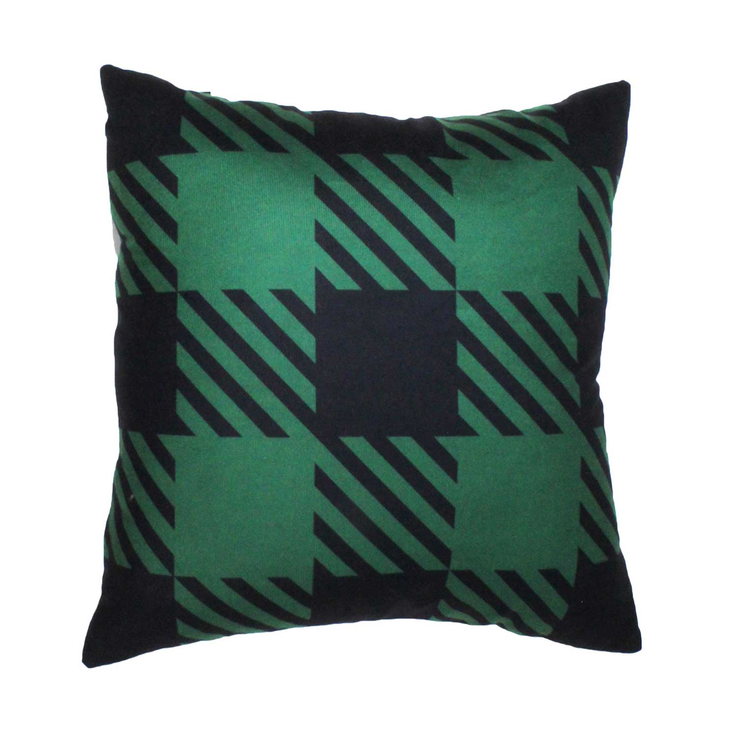 Green plaid decorative cushion, 17.5"x17.5"