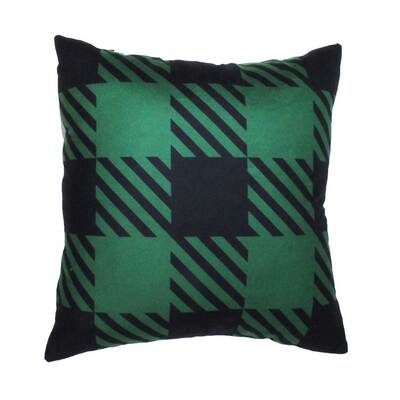 Green plaid decorative cushion, 17.5"x17.5"