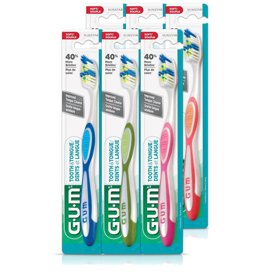 GUM - Dents et Langue - Brosse &agrave; dents souple avec gratte-langue