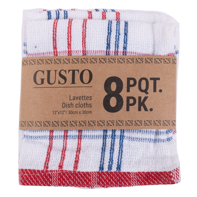 Gusto - Plaid dishcloths, 12"x12", pk. of 8
