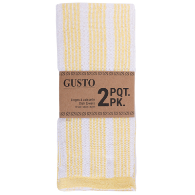 Gusto - Wide stripe dish towels, 15"x25", pk. of 2
