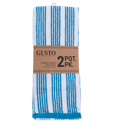 Gusto - Wide stripe dish towels, 15"x25", pk. of 2