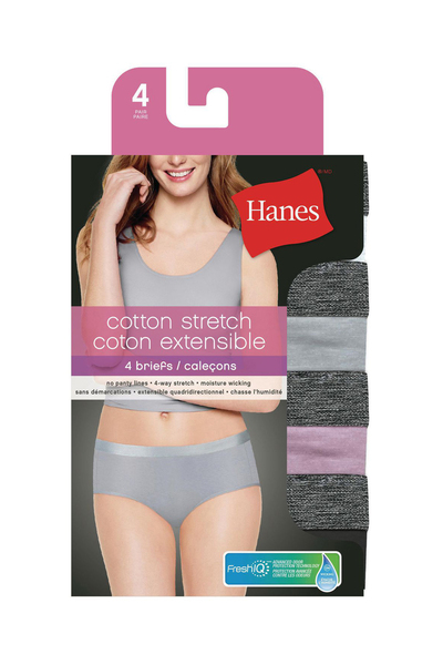 Hanes - Cotton stretch briefs, 4 pairs - Solid heather colours