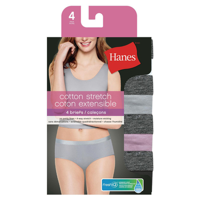 Hanes - Cotton stretch briefs, 4 pairs - Solid heather colours