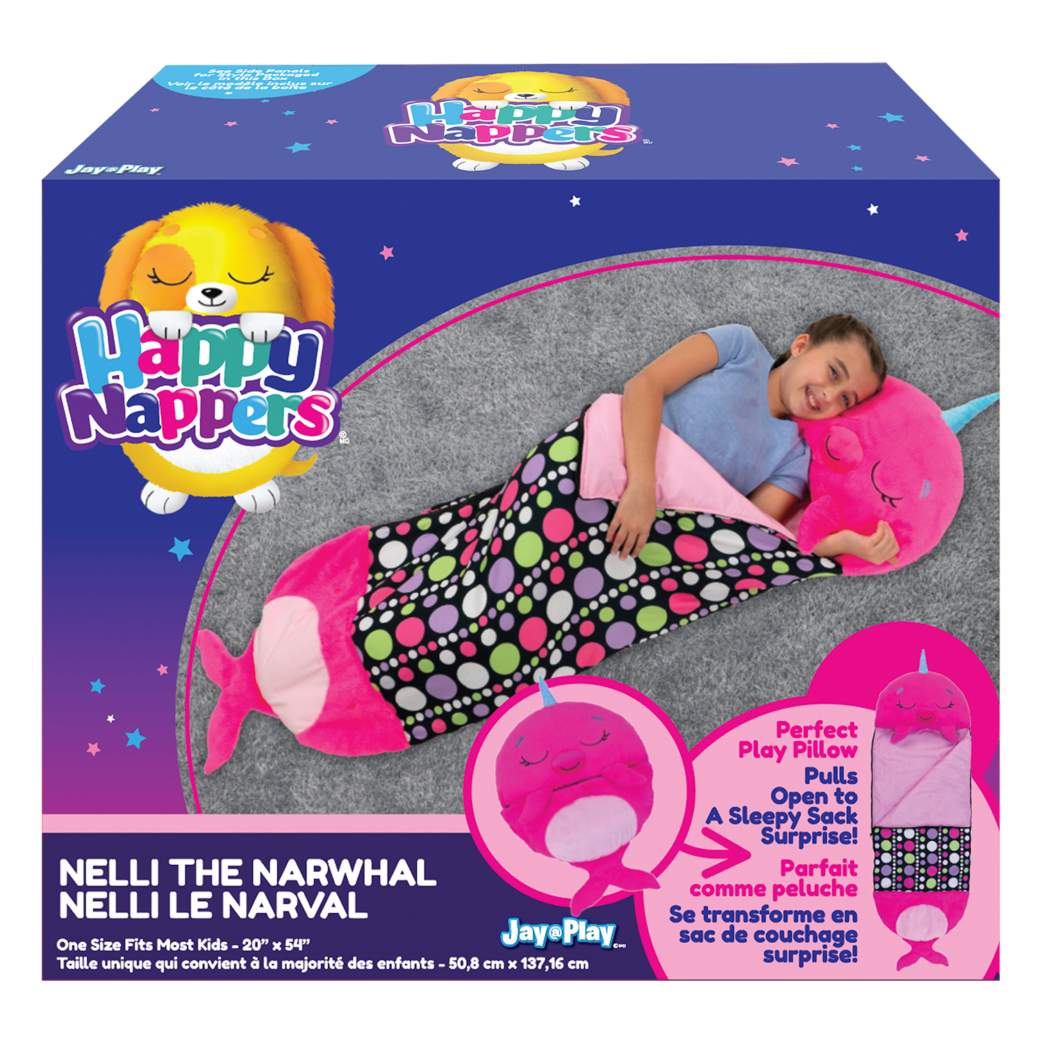 Happy Nappers Children's Play Pillow + Sleepy Sack CAT pink hears