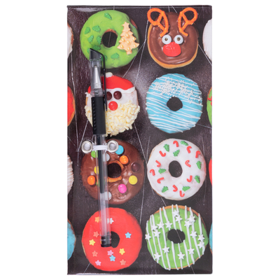 Hard cover memo pad with gel pen, 300 pages - Christmas donuts
