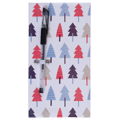 Hard cover memo pad with gel pen, 300 pages - Vintage Christmas trees