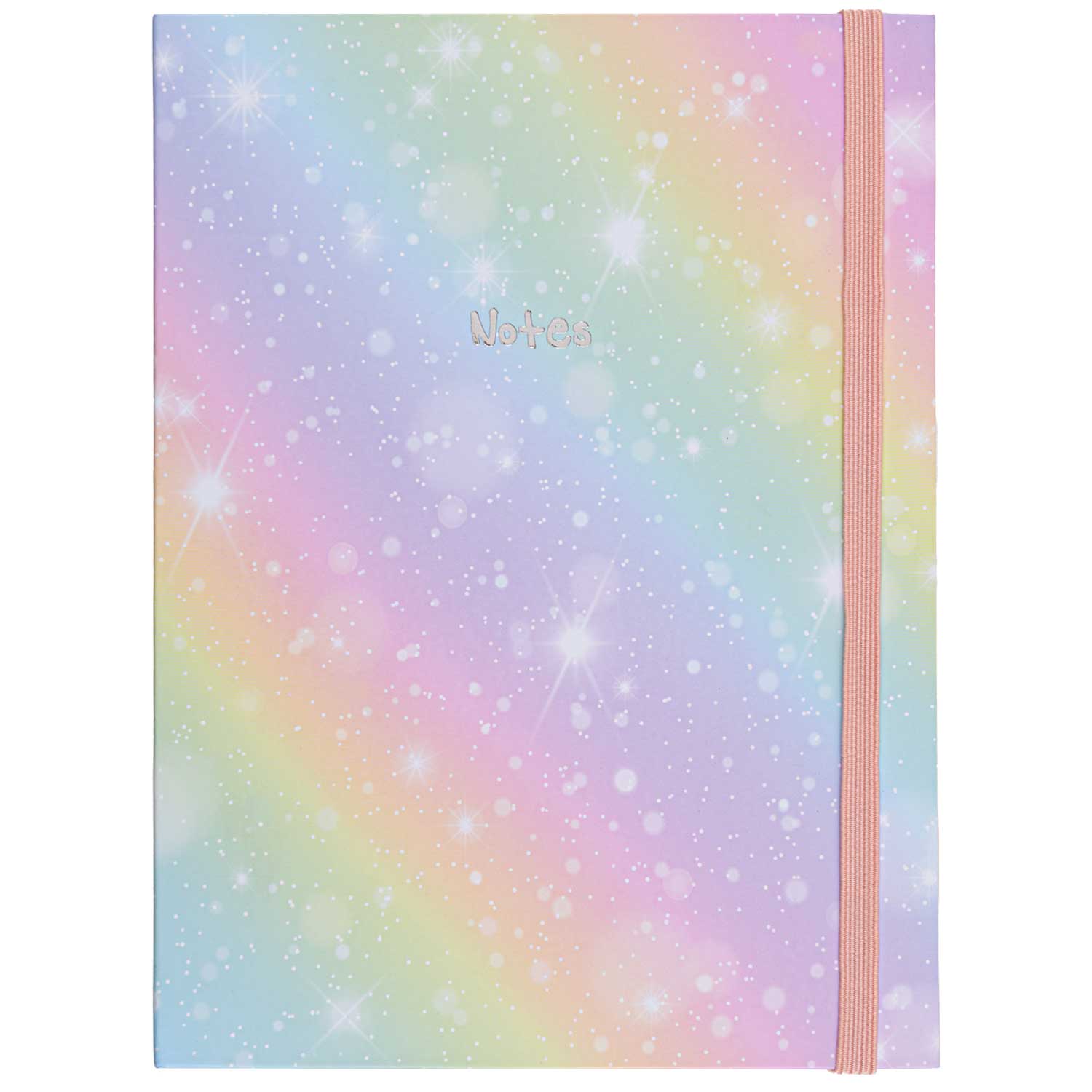 Hardcover notebook with sticky notes and pen - Rainbow galaxy