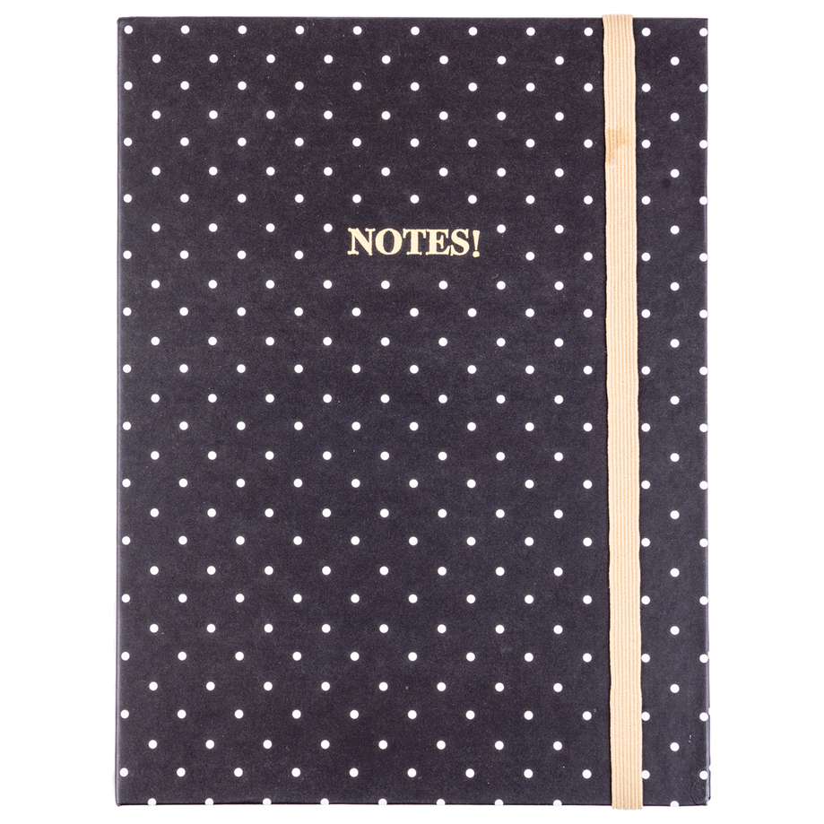 Hardcover notepad set with sticky notes and pencil - NOTES! Polka dots