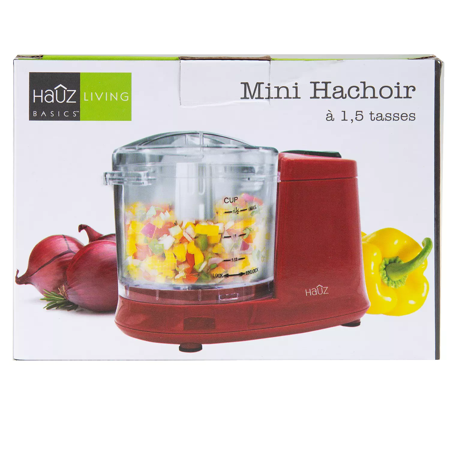 Hauz Basics - Mini hachoir à 1,5 tasses. Colour: red, Fr