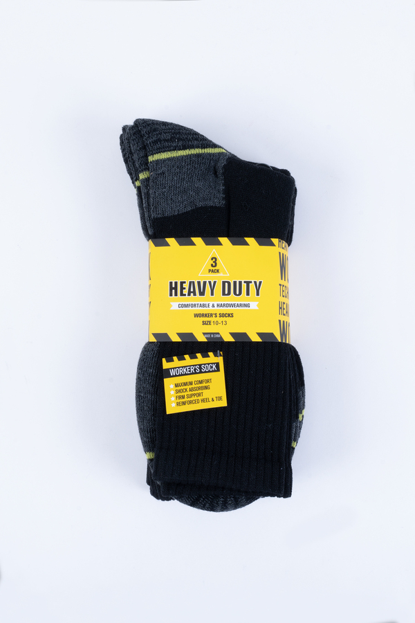 Heavy Duty - Comfortable & hardwearing worker's socks, 3 pairs - Black
