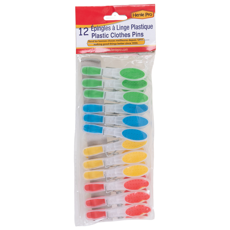 Henlé Pro - Plastic clothespins with spring, pk. of 12