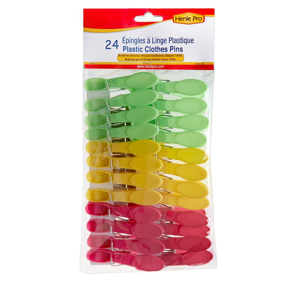 Henlé Pro - Plastic clothespins with spring, pk. of 24