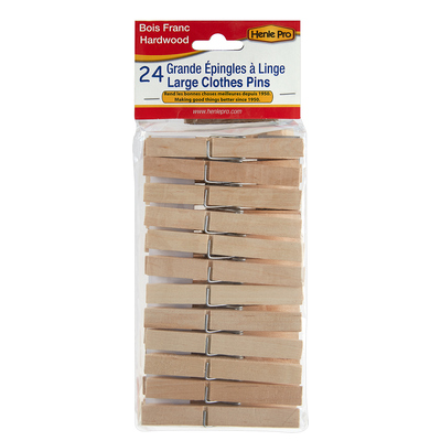 Henlé Pro - Wood clothespins with spring, pk. of 24