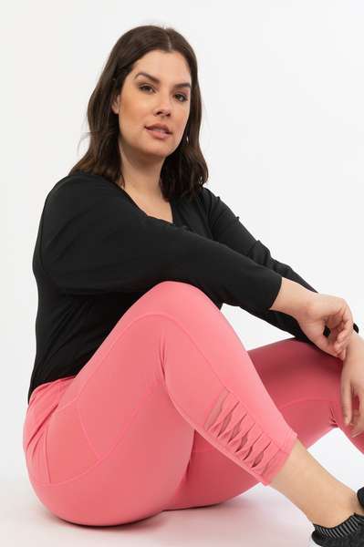 High-waisted 7/8 legging with double pockets and twist detail - Fruit dove - Plus Size
