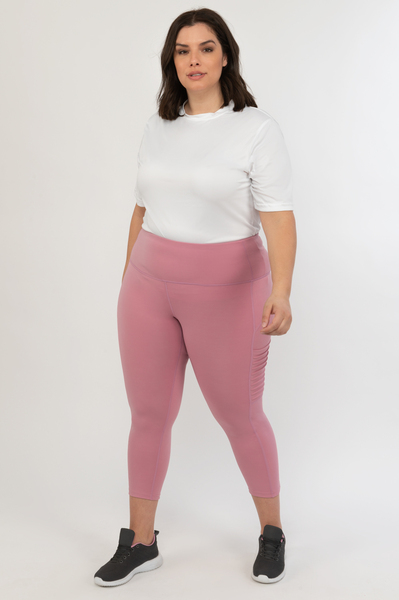 High-waisted 7/8 legging with moto design lateral pockets - Foxglove - Plus Size