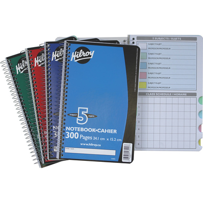 Hilroy - 5 subject spiral notebook, 300 pages