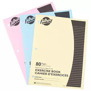 Hilroy - Cahier d'exercises, 80 pages, ligné 7 mm., paq. de 3, couleurs assorties