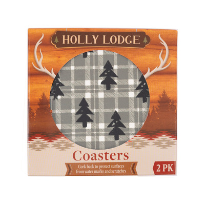 Holly Lodge - Drink ceramic coasters with cork base, pk. of 2