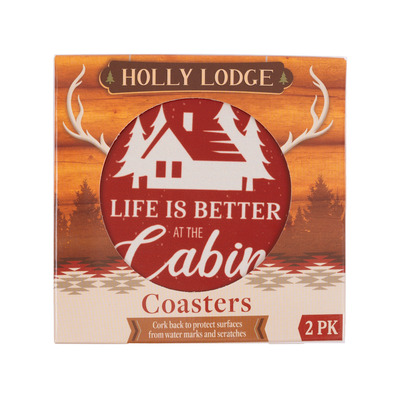 Holly Lodge - Drink ceramic coasters with cork base, pk. of 2