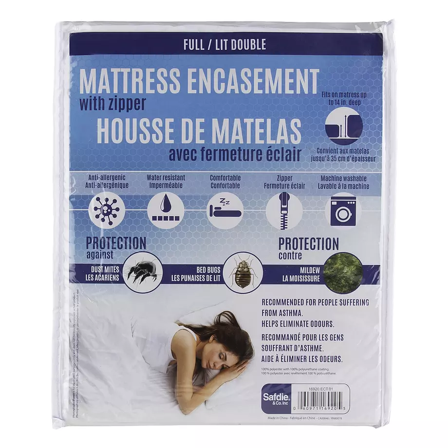 Housse de matelas avec fermeture &eacute;clair, lit double
