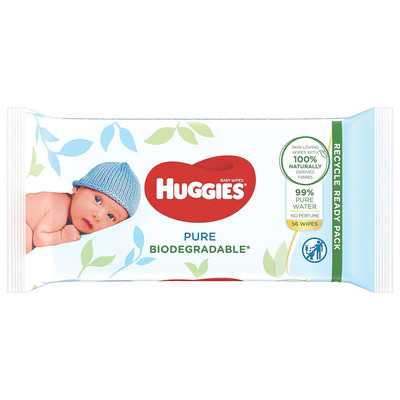 Huggies - Lingettes pour bébé pures biodégradables, paq. de 56