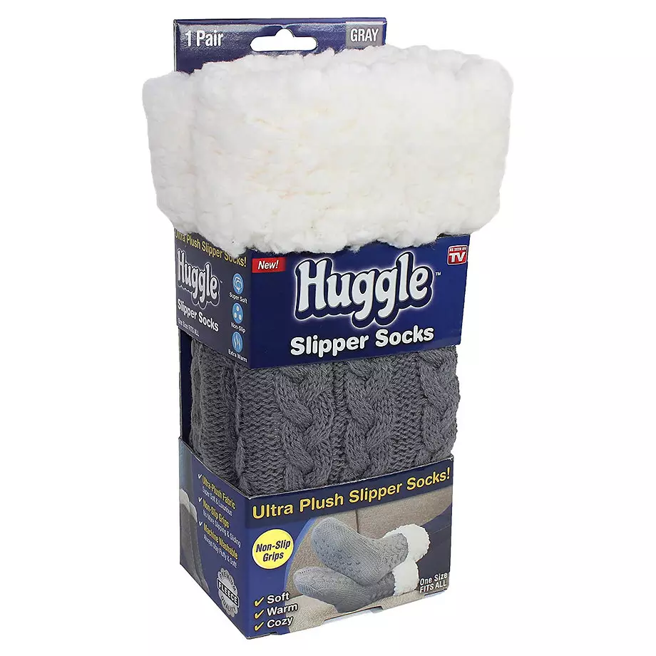 Huggle - Chaussettes ultra moelleuses avec semelles antidérapantes