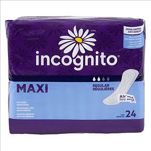 Incognito - Serviettes maxi, regulières, paq. de 24