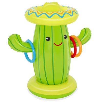 Inflatable cactus water sprinkler with ring toss game