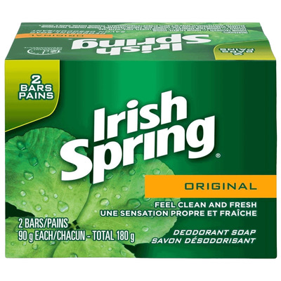 Irish Spring - Original deodorant bar soaps, pk. of 2 x 90g