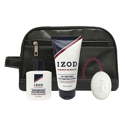 IZOD Performx - Travel set in black leather dopp bag, 4 pcs