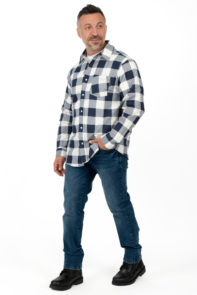 Jackfield - Flannel shirt with plastic buttons