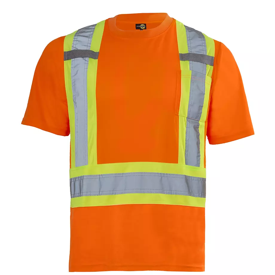 Jackfield - T-shirt manches courtes, haute visibilité, orange, très très grand (TTG)