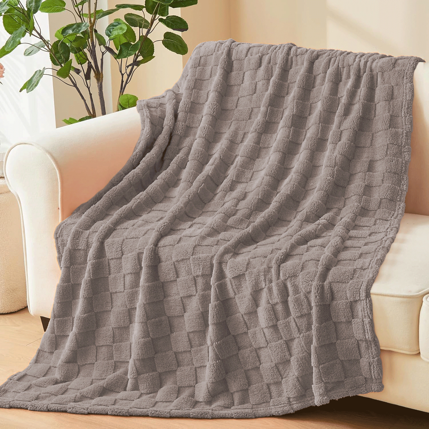 Jacquard microplush throw, 50"x60"