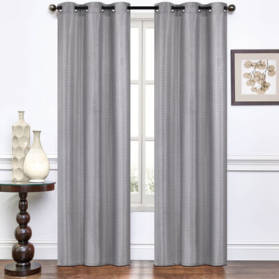 Jacquard curtain with metal grommets, 37"x84" - Seamless triangles