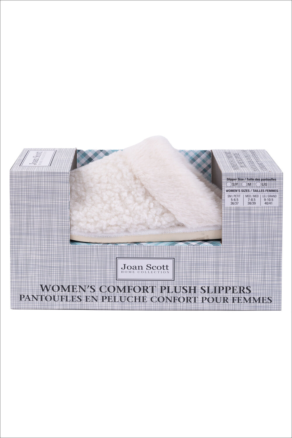 Joan Scott - Boxed comfort plush slippers - White