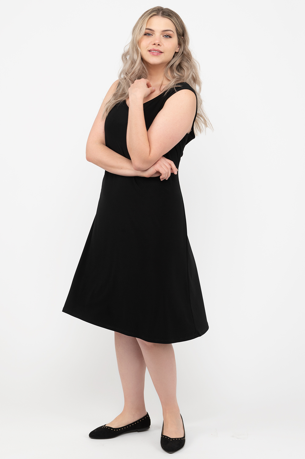 Judy Logan - Sleeveless tank swing dress - Black - Plus Size